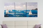 REGATTA - original sailboats painting | Oil And Acrylic Painting in Paintings by Marinela Puscasu. Item composed of canvas in contemporary or country & farmhouse style