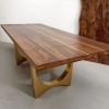 Brass inlay tunnel table | Dining Table in Tables by YJ Interiors. Item made of walnut with brass works with mid century modern & contemporary style