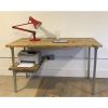 Reclaimed Scaffold Desk With Shelf | Tables by Riz and Mica •Make•. Item composed of wood