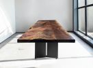 Handmade Walnut Dimensional Dining Table | Steel Base | Tables by SAW Live Edge. Item made of walnut & steel compatible with minimalism and mid century modern style