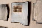 Organic Modern Ceramic Wall Art Set of 12 - Metallic Brass | Sculptures by Clare and Romy Studio. Item composed of ceramic compatible with minimalism and industrial style
