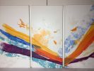 Waves of Washi | Oil And Acrylic Painting in Paintings by Jan Sullivan Fowler | 7540 Pioneer Way in Bozeman. Item made of paper with synthetic