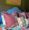 Berry Pink Silk Velvet Pillow with Dusty Pink Fringe Trim | Pillows by Velvet Fringe. Item compatible with boho and eclectic & maximalism style