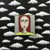 "Head in Clouds 1" - Original Artwork - 16x16" | Oil And Acrylic Painting in Paintings by Cami Levin. Item made of wood & synthetic compatible with boho and contemporary style
