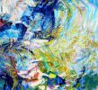 Immersion I Blue & White Abstract Oil Painting, 72" x 38" | Oil And Acrylic Painting in Paintings by Dorothy Fagan Fine Arts. Item made of canvas works with contemporary & eclectic & maximalism style
