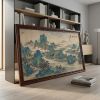 Hand-Painted Blue Green Landscape Song Dynasty Silk Art II | Oil And Acrylic Painting in Paintings by Dynasty Artisan. Item made of wood with fabric works with contemporary & eclectic & maximalism style