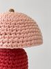 The Knitty Table Lamp in Cherry Red and Pale Pink | Lamps by Meg Morrison. Item made of fabric with ceramic works with boho & mid century modern style