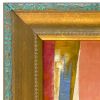 Contemporary Colorful Abstract Oil Painting in Vintage Frame | Oil And Acrylic Painting in Paintings by Suzanne Nicoll Studio. Item composed of wood compatible with minimalism and mid century modern style