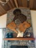 Fishing Bear with Sun | Wall Sculpture in Wall Hangings by Jeffrey H Dean. Item composed of wood and metal