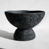 Sculptural Centerpiece Bowl in Textured Carbon Black Concret | Decorative Bowl in Decorative Objects by Carolyn Powers Designs. Item made of concrete works with minimalism & contemporary style