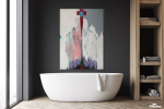 Quiet Presence — Alienation Series | Paintings by Gela Mikava. Item composed of linen compatible with minimalism and contemporary style