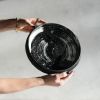 The Brush Series #002: Low Bowl in Black and Cream | Decorative Bowl in Decorative Objects by Carolyn Powers Designs. Item made of concrete with glass works with contemporary & japandi style