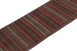 Vintage Persian Kilim Runner in Aubergine with Red Stripes | Area Rug in Rugs by Rug and Kilim