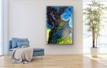 Blue Spill | Oil And Acrylic Painting in Paintings by Catherine Détraves. Item made of canvas works with contemporary & eclectic & maximalism style