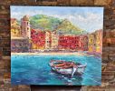 "Cinque Terre. Italian Riviera" original palette knife oil | Oil And Acrylic Painting in Paintings by OXYPOINT. Item made of wood with canvas works with contemporary & mediterranean style