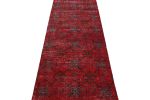 Vintage Zeki Müren Runner in Red with Blue Geometric Pattern | Area Rug in Rugs by Rug and Kilim