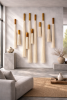 Bamboo and Wool Wall Art Set of 10, Modular Wall Installatio | Wall Sculpture in Wall Hangings by Olivia Fiber Art. Item composed of bamboo and cotton in boho or minimalism style