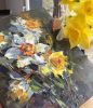 "Daffodils" original palette knife oil painting | Oil And Acrylic Painting in Paintings by OXYPOINT. Item made of wood & canvas compatible with contemporary and mediterranean style