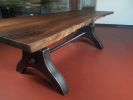 Live Edge Single Thread Machine Base Dining Table | Tables by Rusticana Furniture. Item made of walnut with steel