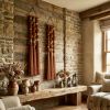 Handmade Fiber Wall Sculpture with Sculptural Tassels | Sculptures by Sarmal Design. Item made of cotton with metal works with boho & country & farmhouse style