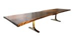 Ambrosi Slab Table with Cast Bronze Bases by Costantini | Dining Table in Tables by Costantini Design. Item made of walnut with bronze