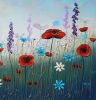 Summer Evening original floral painting on canvas | Oil And Acrylic Painting in Paintings by DaggArt. Item composed of canvas & synthetic