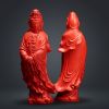 Premium Contemporary Cinnabar Inkstick Carved II: Avalokites | Sculptures by Dynasty Artisan. Item in contemporary or japandi style