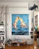 walking water woman heels ocean surreal office home decor | Oil And Acrylic Painting in Paintings by Dan Bina. Item made of canvas with synthetic