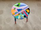 Round Colorful Eclectic Resin Side Coffee Table | Tables by Epoxy Coffee Table Shop. Item composed of wood in boho or contemporary style