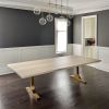 Cashmere White Thea Table | Dining Table in Tables by YJ Interiors. Item made of wood & brass compatible with mid century modern and contemporary style