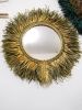 Raffia Mirror, Single Round Raffia Mirror, Boho Mirror | Decorative Objects by Magdyss Boutique. Item composed of cotton & fiber compatible with boho and contemporary style