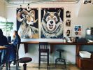 Big Horned Sheep & Wolf with Four Eyes | Oil And Acrylic Painting in Paintings by Natalie Jo Wright | Johnson Public House in Madison. Item made of canvas