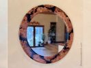 Eye-Catching Round Cherry Burl Wall Mirror - 30” | Decorative Objects by thomas weber. Item composed of wood and glass in boho or country & farmhouse style