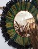 Raffia Mirror, Single Round Raffia Mirror, Boho Mirror, Wall | Decorative Objects by Magdyss Boutique. Item made of cotton with glass works with boho & contemporary style