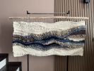 Woven Tapestry “Flow Between Stones” | Wall Hangings by KnitushkiStore. Item made of wood & cotton compatible with boho and country & farmhouse style