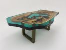 Green Epoxy Resin Live Edge Coffee Table | Tables by Tinella Wood. Item composed of walnut and metal in minimalism or contemporary style