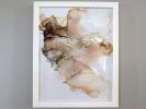 Caramel Drift | Signed Alcohol Ink Painting on Glass | Mixed Media by Amber Lamoreaux Art. Item compatible with modern style