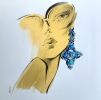 "Dreamer" Original Fashion Illustration on paper | Drawings by Marina Saba Fine Art. Item composed of paper in contemporary or modern style