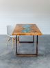 Big Leaf Maple Dining Table | River Series | Breadboard Ends | Walnut Base | Tables by SAW Live Edge. Item made of maple wood & glass compatible with mid century modern and contemporary style