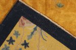 Vintage Chinese Deco style rug in Gold, Deep Blue Border | Area Rug in Rugs by Rug and Kilim