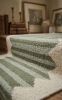 Handwoven Wool Green Stripe Stair Runner Rug | Rugs by Evergreen Carpets. Item made of wool works with boho & minimalism style
