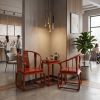 Royal Crimson Flamewood Ming Horseshoe Chair Trio Set | Armchair in Chairs by Dynasty Artisan. Item made of wood works with contemporary & eclectic & maximalism style