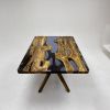 Blue Olive Resin Table - Custom Epoxy Wood Table - Art Table | Dining Table in Tables by TigerWoodAtelier. Item composed of wood and metal in minimalism or contemporary style