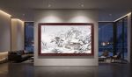 Snowy Night Return: Hand-Painted Shanshui Art on Silk/Xuan | Oil And Acrylic Painting in Paintings by Dynasty Artisan. Item composed of wood and fabric in contemporary or eclectic & maximalism style