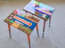 Modern Unique Eclectic Resin Coffee Tables | Tables by Epoxy Coffee Table Shop. Item made of wood works with boho & mid century modern style