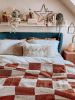 Checkered Throw/ Blanket/ Boho Bedding - Terracotta | Linens & Bedding by What The Mood. Item composed of cotton compatible with contemporary and country & farmhouse style