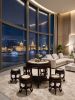 Imperial Black Gold Marble Round Table and 5 Stools Set | Dining Table in Tables by Dynasty Artisan. Item composed of wood compatible with contemporary and eclectic & maximalism style
