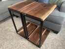 Live-Edge Walnut C-Table | Side Table in Tables by Hazel Oak Farms. Item composed of walnut & steel compatible with minimalism and mid century modern style