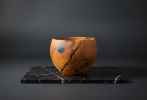 Sculptural Thuja Burl Vessel with Forest Green Resin Inlay | Decorative Bowl in Decorative Objects by Holzkunst Samuel Meisinger. Item made of wood & synthetic compatible with art deco style