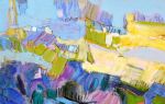 Paradise II, Whimsical Coastal Landscape Painting | Oil And Acrylic Painting in Paintings by Dorothy Fagan Fine Arts. Item made of canvas works with contemporary & eclectic & maximalism style